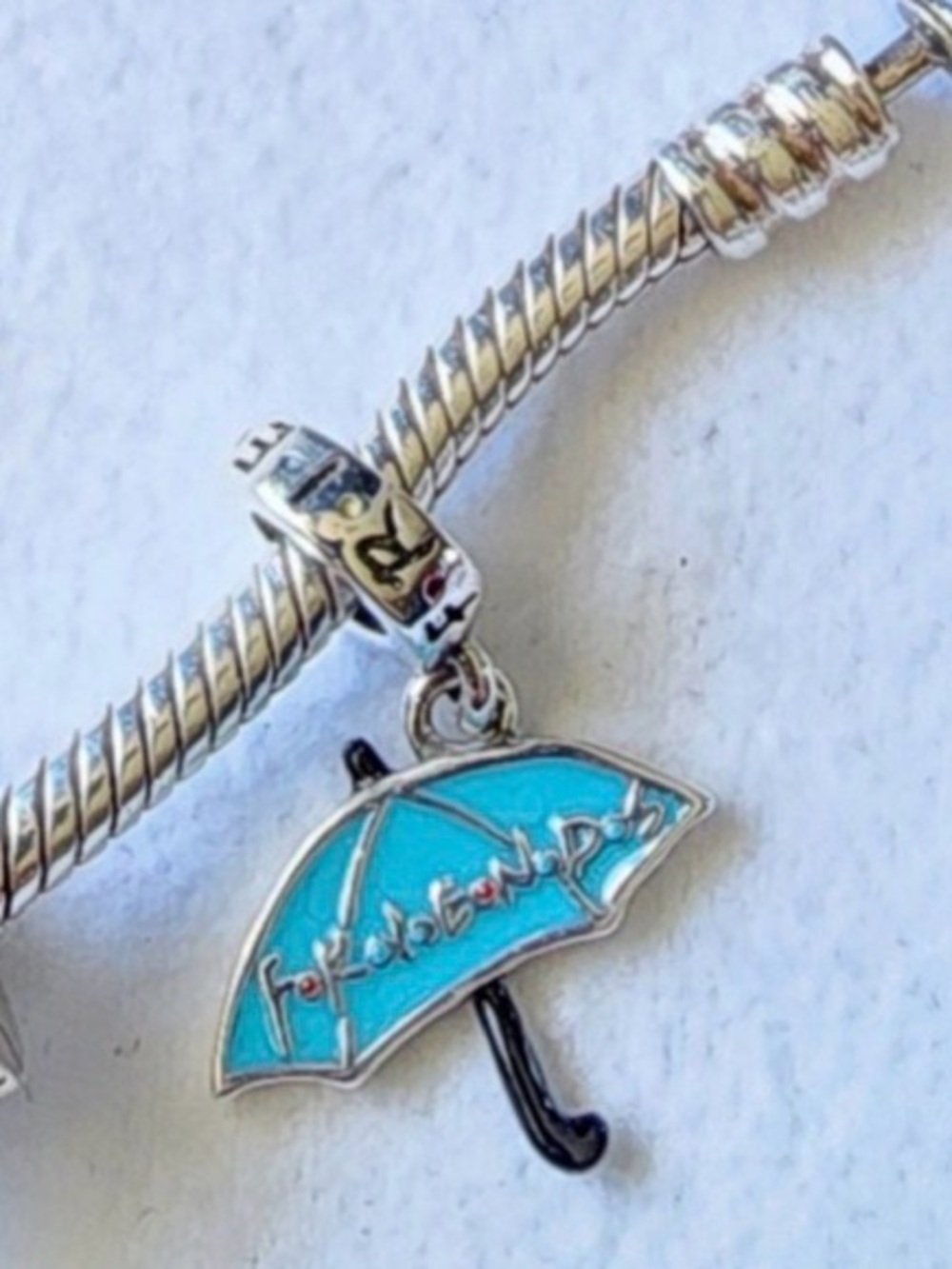 Friends sitcom themed blue umbrella .925 silver charm